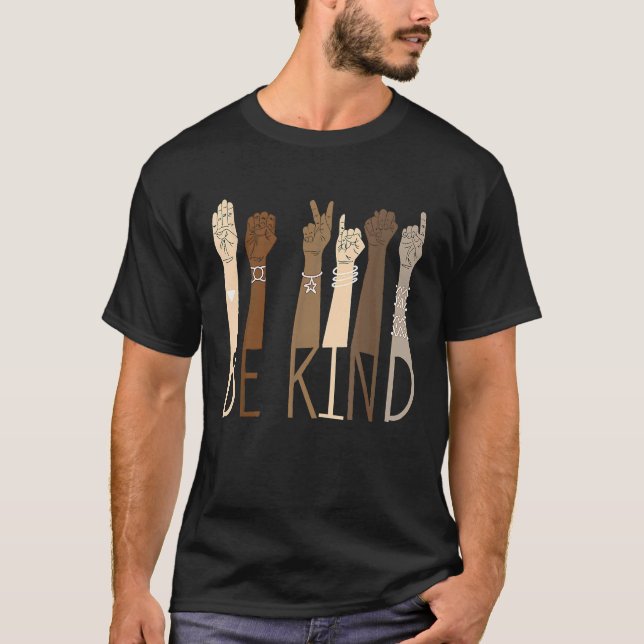 T-shirt Be Kind Sign Language Hand Talking Teacher Interp (Devant)