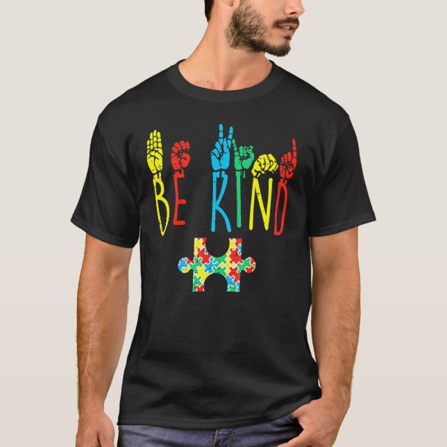 T-shirt Be Kind Sign Language Hand Talking Teacher Interp (Devant)
