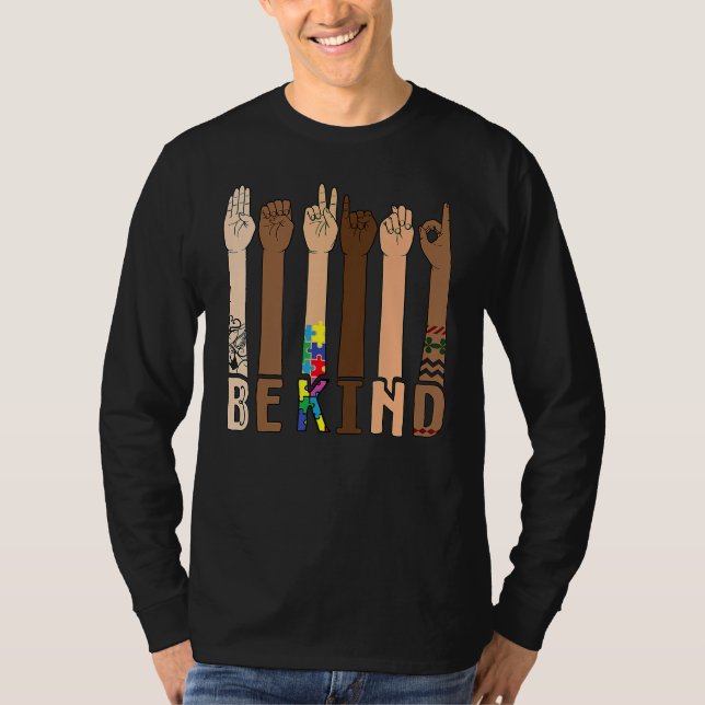 T-shirt Be Kind Sign Language Hand Talking Teacher Interp (Devant)