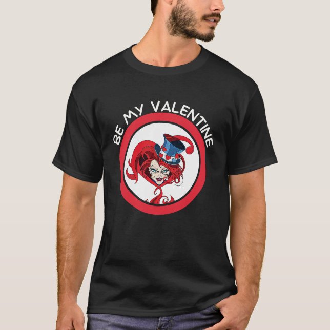 T-shirt Be My Valentine Mad Hatter Matching Valentine Hear (Devant)
