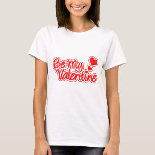 T-shirt Be My Valentine red & white graphic femme's top