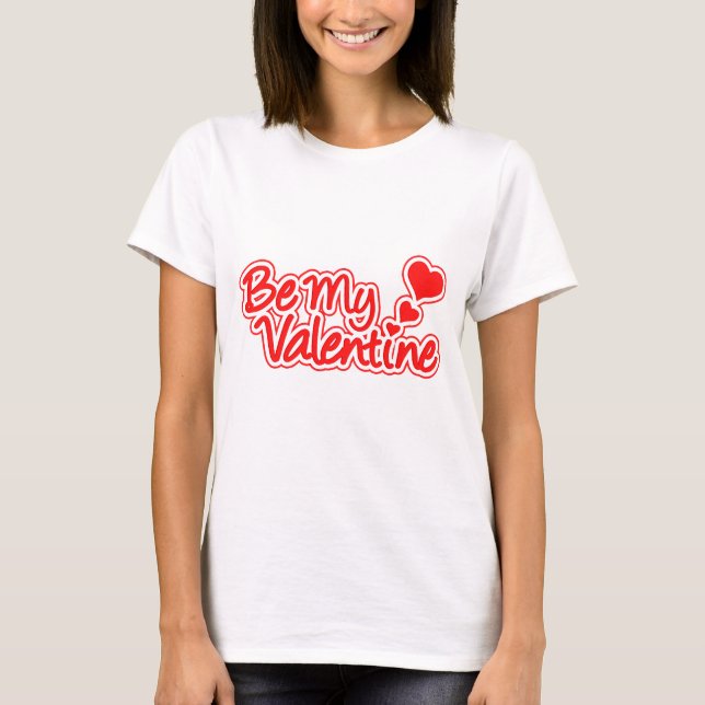 T-shirt Be My Valentine red & white graphic femme's top (Devant)