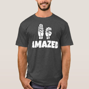 T-shirt BE Texte stupéfait avec Langue des signes noir et 