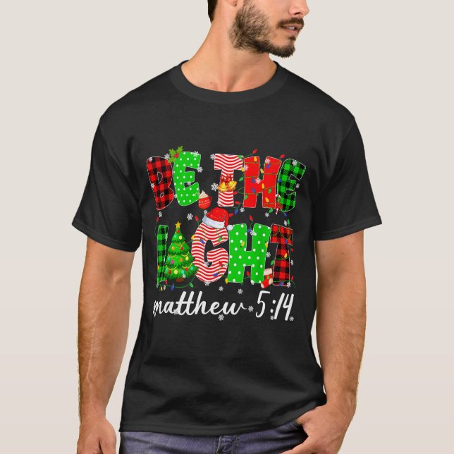T-shirt Be The Light Christian Christmas Pjs Xmas Men Wome (Devant)