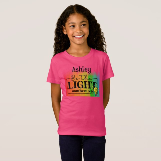 T-shirt Be the Light" citation bible pour enfants (Devant entier)