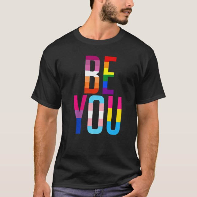 T-shirt Be You Pride LGBTQ Gay LGBT Ally Rainbow Flag Retr (Devant)