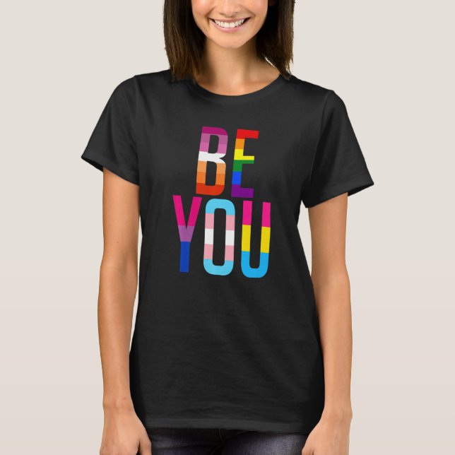 T-shirt Be You Pride LGBTQ Gay LGBT Ally Rainbow Flag Retr (Devant)