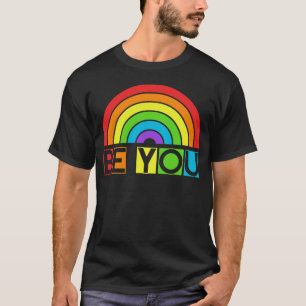 T-shirt Be You Pride LGBTQ Gay LGBT Ally Rainbow Flag Retr