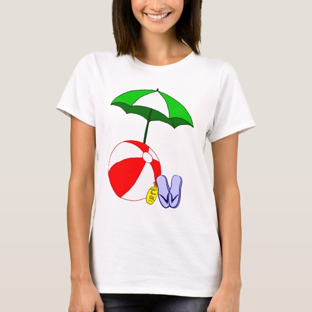 T-shirt Beach Ball Pool Parapluie Tee (Devant)