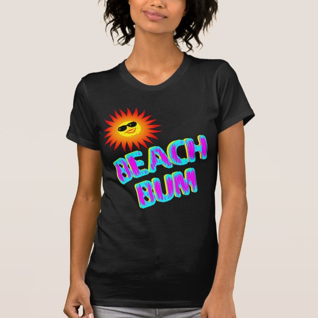 T-shirt Beach Bum dit avec soleil souriant (Devant)