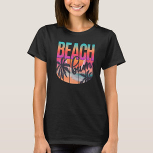 T-shirt Beach Bum Sunset Beach Palmiers Pour Vaca Été