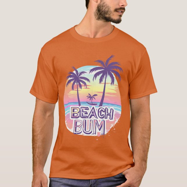 T-shirt Beach Bum Vacances Palm Tree Coucher de soleil tro (Devant)
