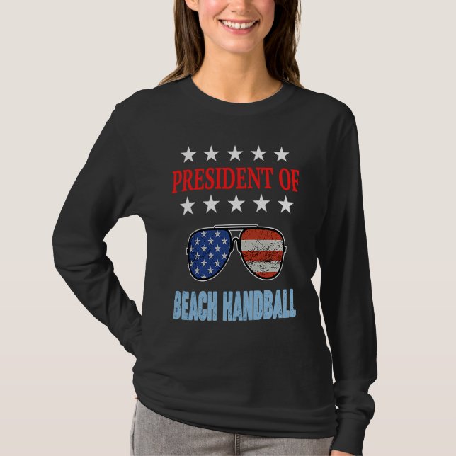 T-shirt Beach Handball Accessories  USA Flag Beach Saying (Devant)
