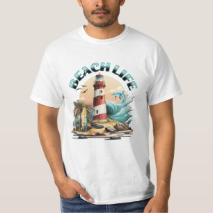 T-shirt Beach Life   Plage tropicale et phare