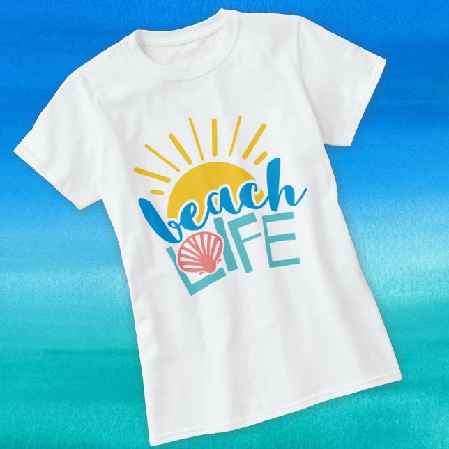 T-shirt Beach Life Sunshine Seashell Cute Vacances Été (Créateur téléchargé)