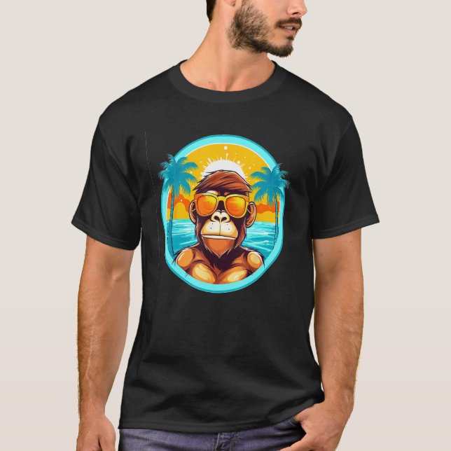 T-shirt Beach Life with a Monkey Twist Eye Catching Summer (Devant)
