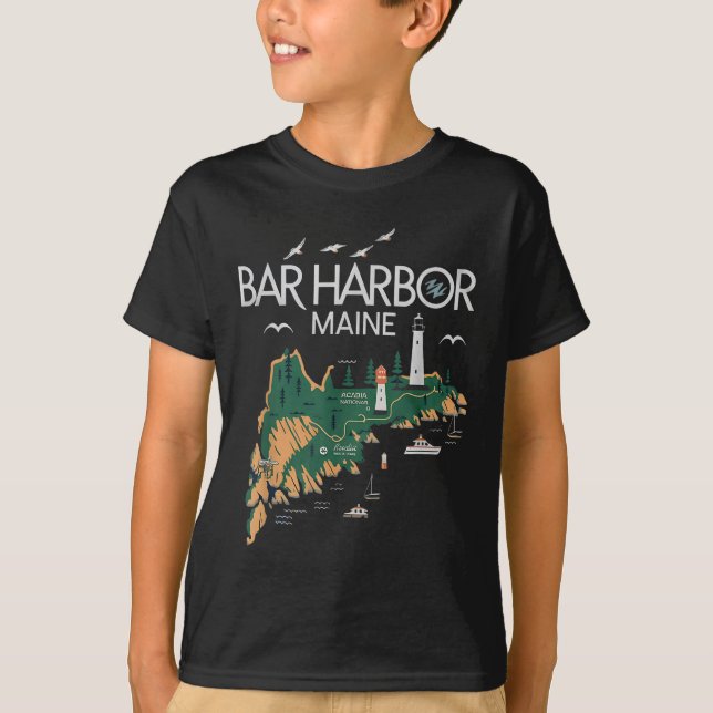 T-shirt Beach Lighthouse Bar Harbour Maine (Devant)