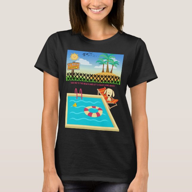 T-shirt Beach loving Dog Ready to Hit the Sands  Wishing (Devant)