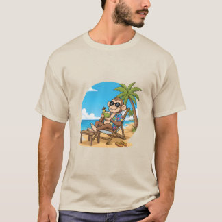 T-shirt Beach Monkey Coconut Funny Cartoon Mens Summer