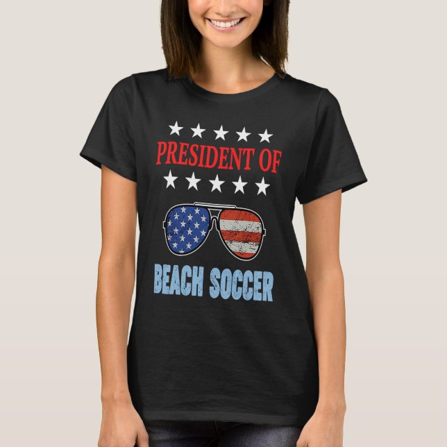 T-shirt Beach Soccer Accessories  USA Flag Beach Saying (Devant)
