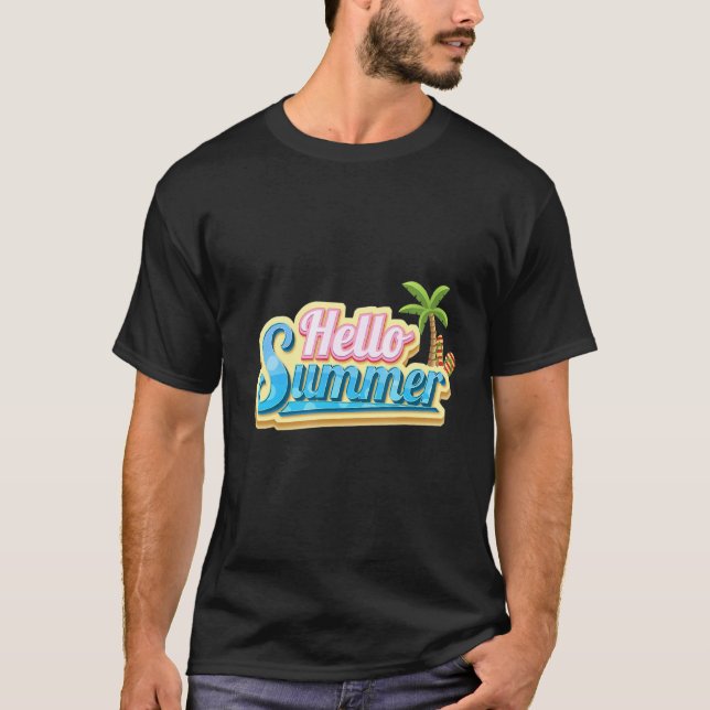 T-shirt Beach Summer Hello Summer Texte été (Devant)