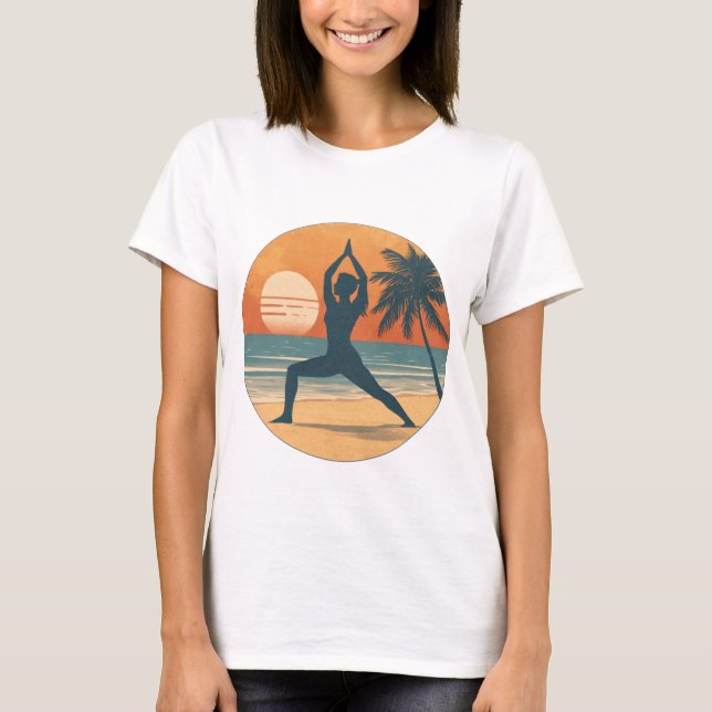 T-shirt Beach Sunset Yoga Silhouette | Coastal Yogi Life (Devant)