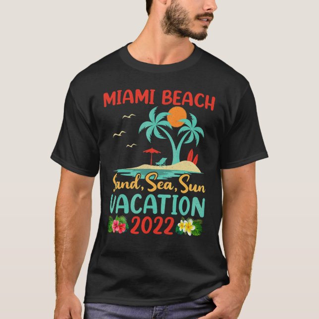 T-shirt Beach Vacation 2022 Retro Sunset Floride Miami Bea (Devant)