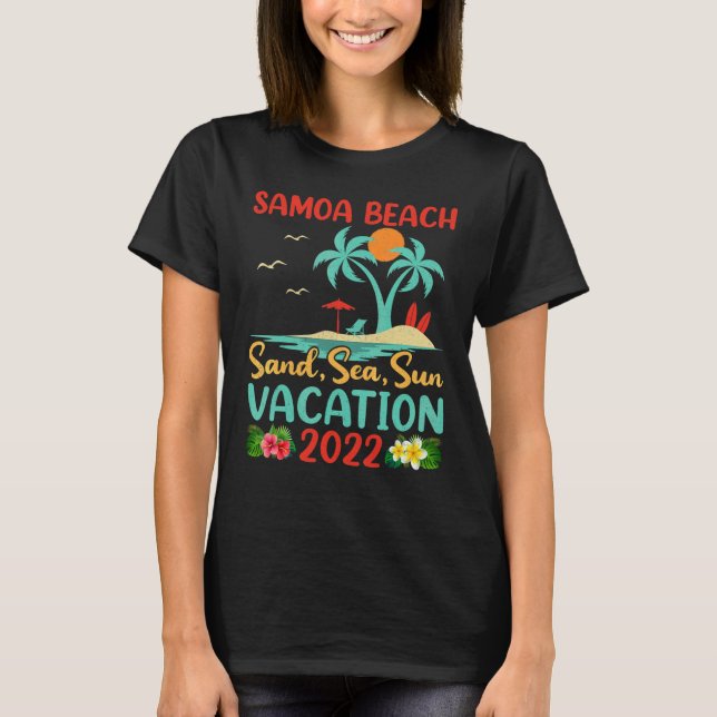 T-shirt Beach Vacation 2022 Retro Sunset Polynésien Samoa (Devant)