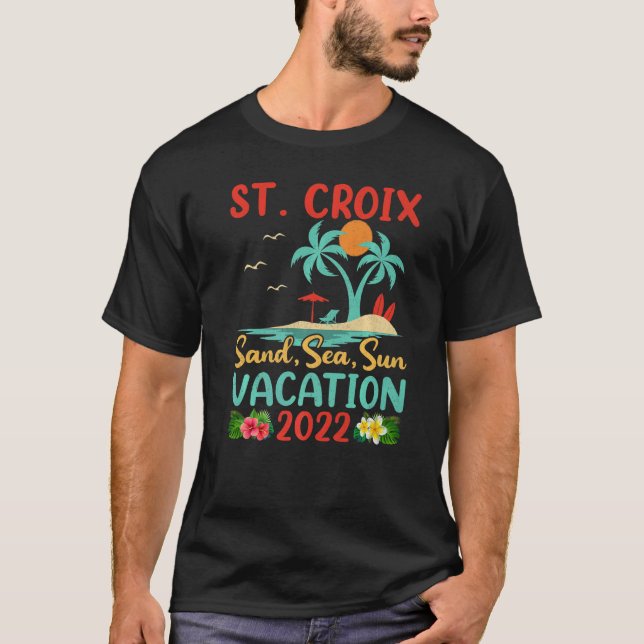 T-shirt Beach Vacation 2022 Retro Virgin Island St Croix B (Devant)