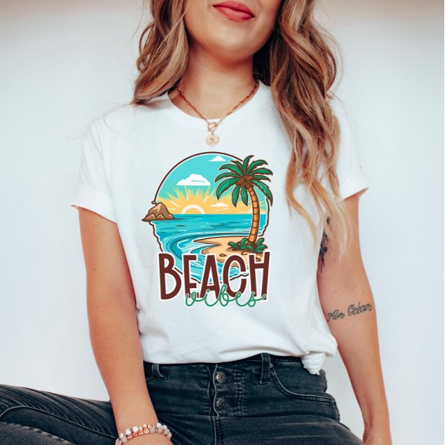 T-shirt Beach Vibes Sunset - Palm Tree Tropical & Ocean (Créateur téléchargé)