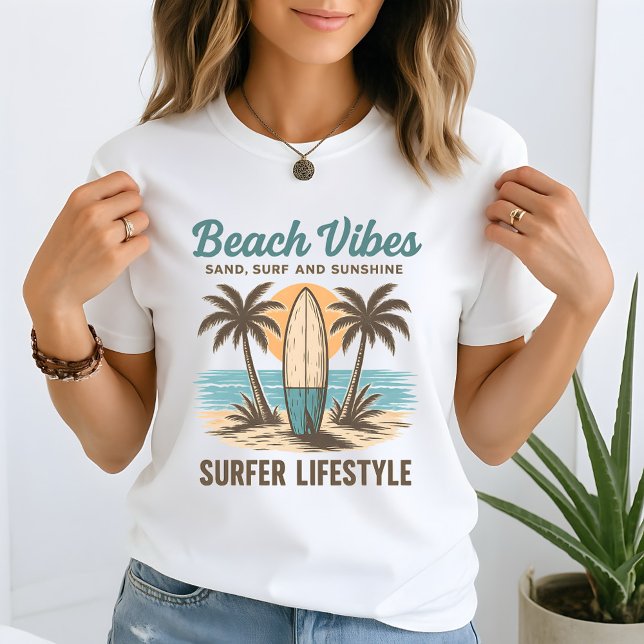 T-shirt Beach Vibes Surf Vintage (Créateur téléchargé)
