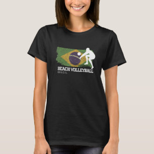 T-shirt Beach Volleyball Brésil Drapeau Love Volleyball Pl