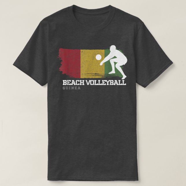 T-shirt Beach Volleyball Guinée Drapeau Love Volleyball Pl (Design devant)
