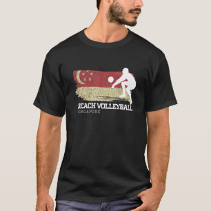 T-shirt Beach Volleyball Singapour Drapeau Love Volleyball