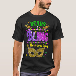 T-shirt Beads and bling it's a Mardi gras thing Carnival M
