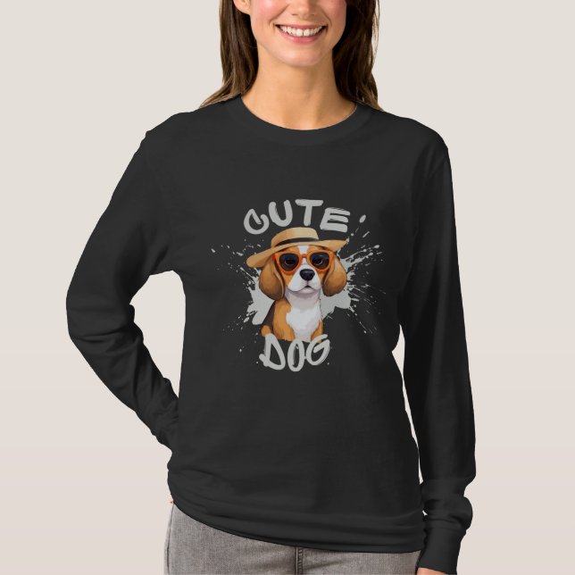 T-shirt Beagle adorable en lunettes de soleil | Graphique  (Devant)