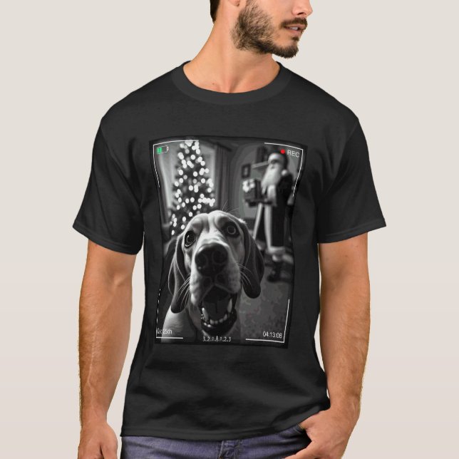 T-shirt Beagle Attrape Le Père Noël Sur Camera Noël (Devant)