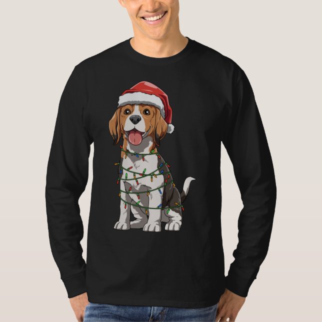 T-shirt Beagle Avec Santa Hat Noël Thème Beagle Amour (Devant)