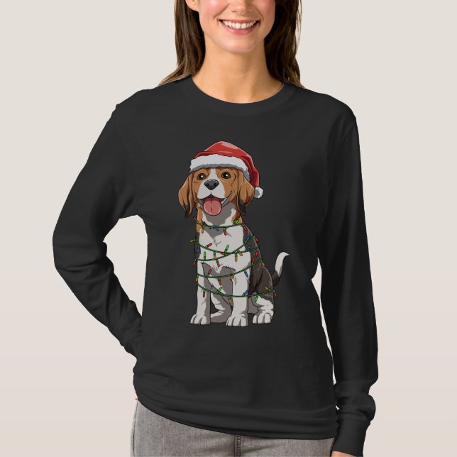 T-shirt Beagle Avec Santa Hat Noël Thème Beagle Amour (Devant)