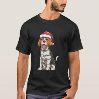 T-shirt Beagle Avec Santa Hat Noël Thème Beagle Amour