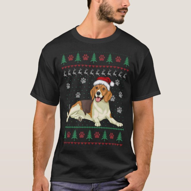 T-shirt Beagle bétail Noël Doux moche chien moche Noël 1 (Devant)