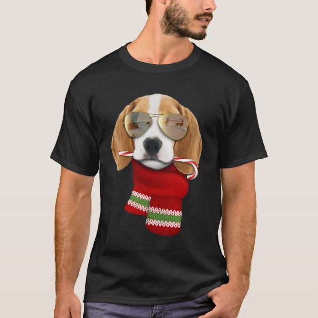 T-shirt Beagle Chemise cadeau de Noël pour Amoureux de les (Devant)