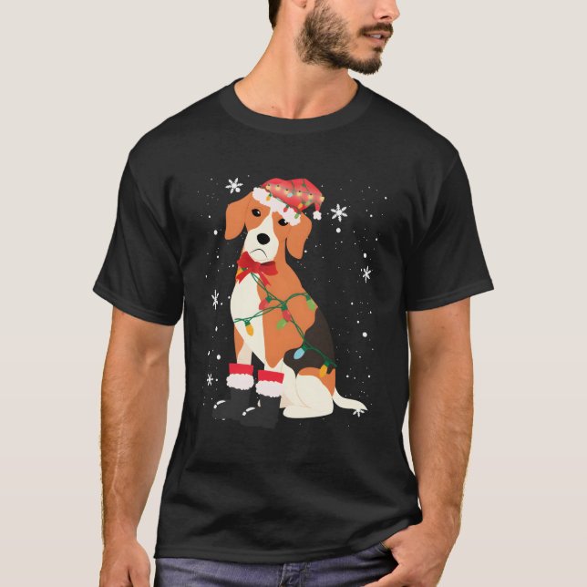 T-shirt Beagle Chien Arbre Noël Maman Papa Cadeaux Pour No (Devant)