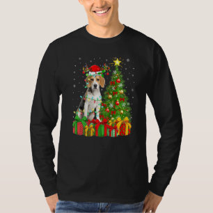 T-shirt Beagle Chien Éclairage Xmas Arbre Santa Hat Beagle