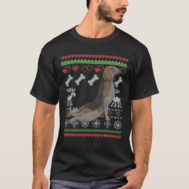 T-shirt Beagle Chien Père Noël Moche Motif de Noël X-Ma (Devant)