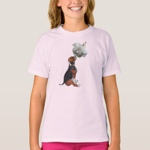 T-shirt Beagle Chiot blanc Rose Cute Animal