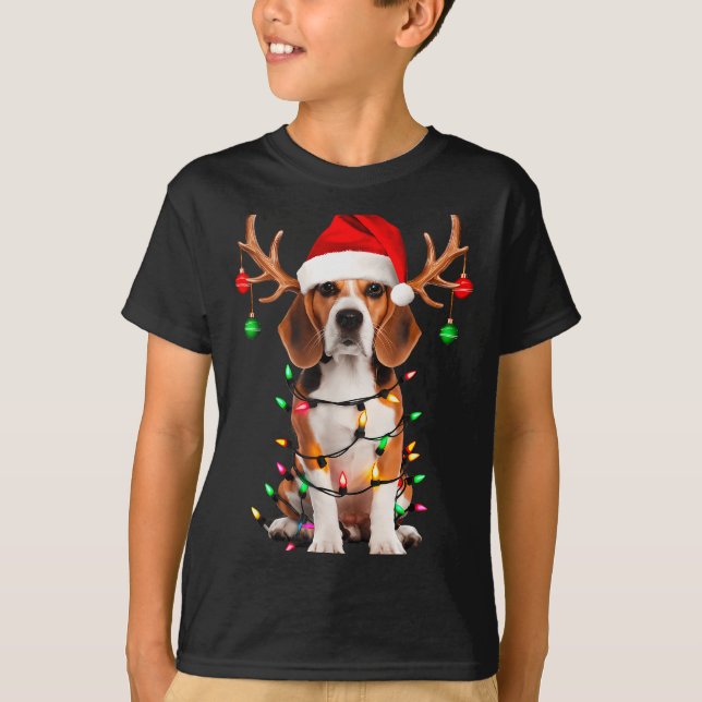 T-shirt Beagle Christmas Tree Shirt Beagle Santa Hat Lover (Devant)