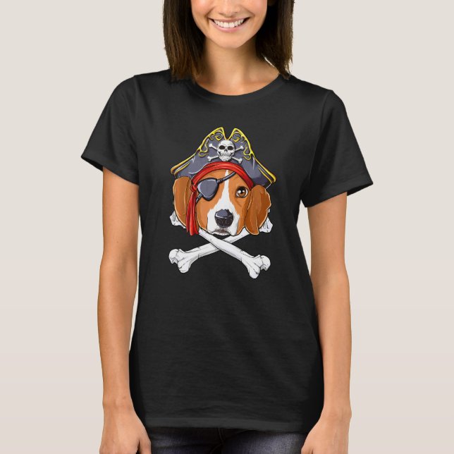 T-shirt Beagle Costume de pirate Jolly roger Drapeau Croix (Devant)