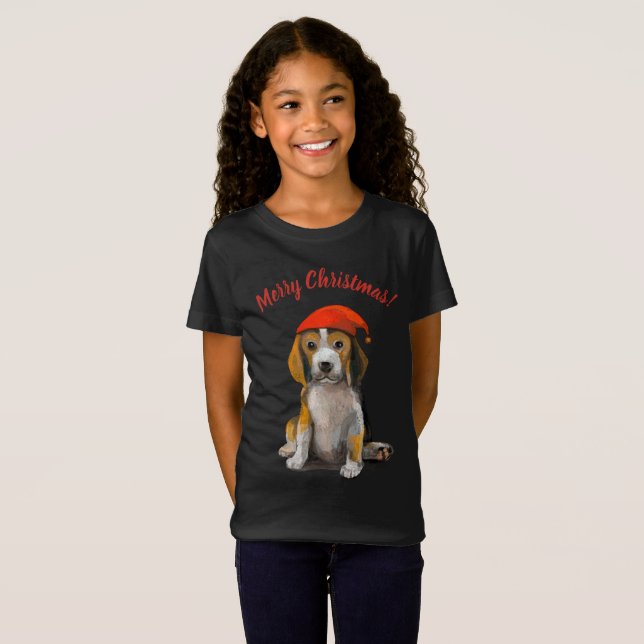 T-shirt beagle de Noël (Devant entier)