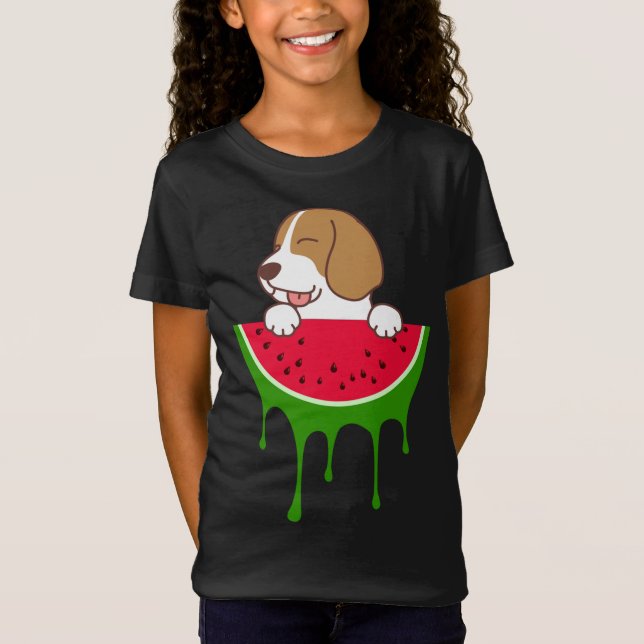 T-Shirt Beagle de pastèque, Amoureux des chiens, Fruits d' (Devant)